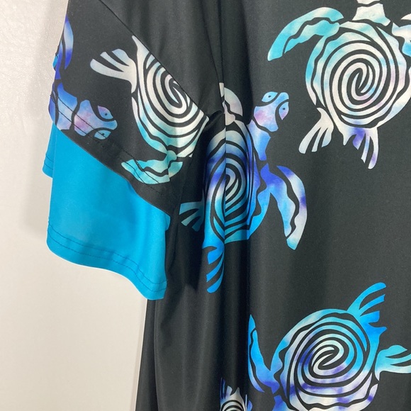 Lily by Firmiana Black w Blue Accent V Neck Top Size 3XL - Picture 3 of 8